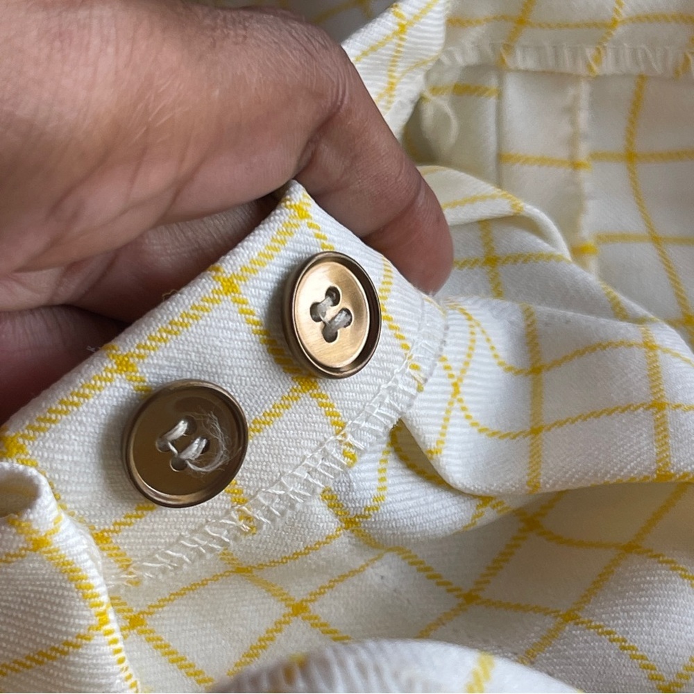 CYCLE | Vintage Yellow Plaid Pleated Mini Skirt Sz L - Picture 3 of 8